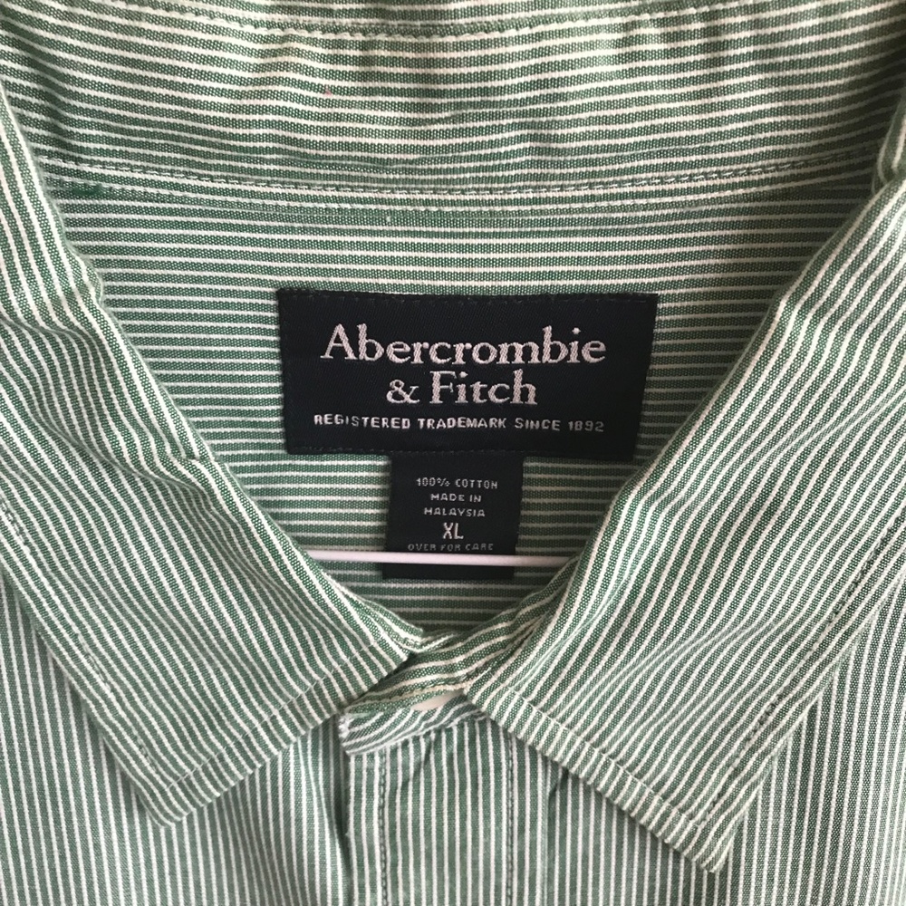ABERCROMBIE & FITCH MENS SHORT SLEEVE COTTON BUTTON DOWN SHIRT XL - Picture 2 of 5